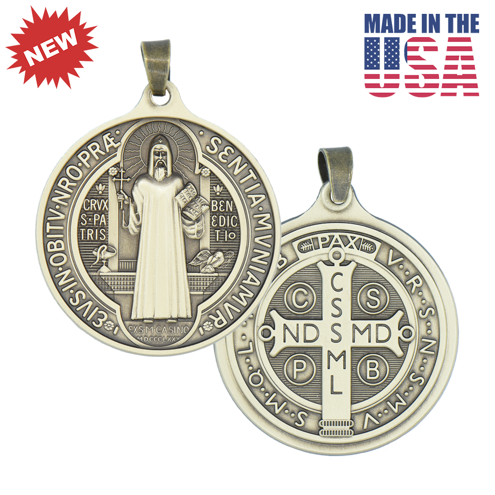 1 1/4 in. St. Benedict Medal, Antique Brass