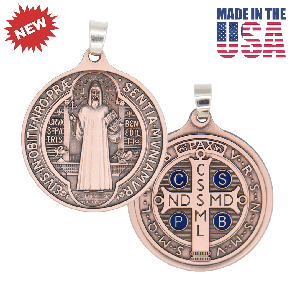 1 1/4 in. St. Benedict Medal, Copper w/ Color