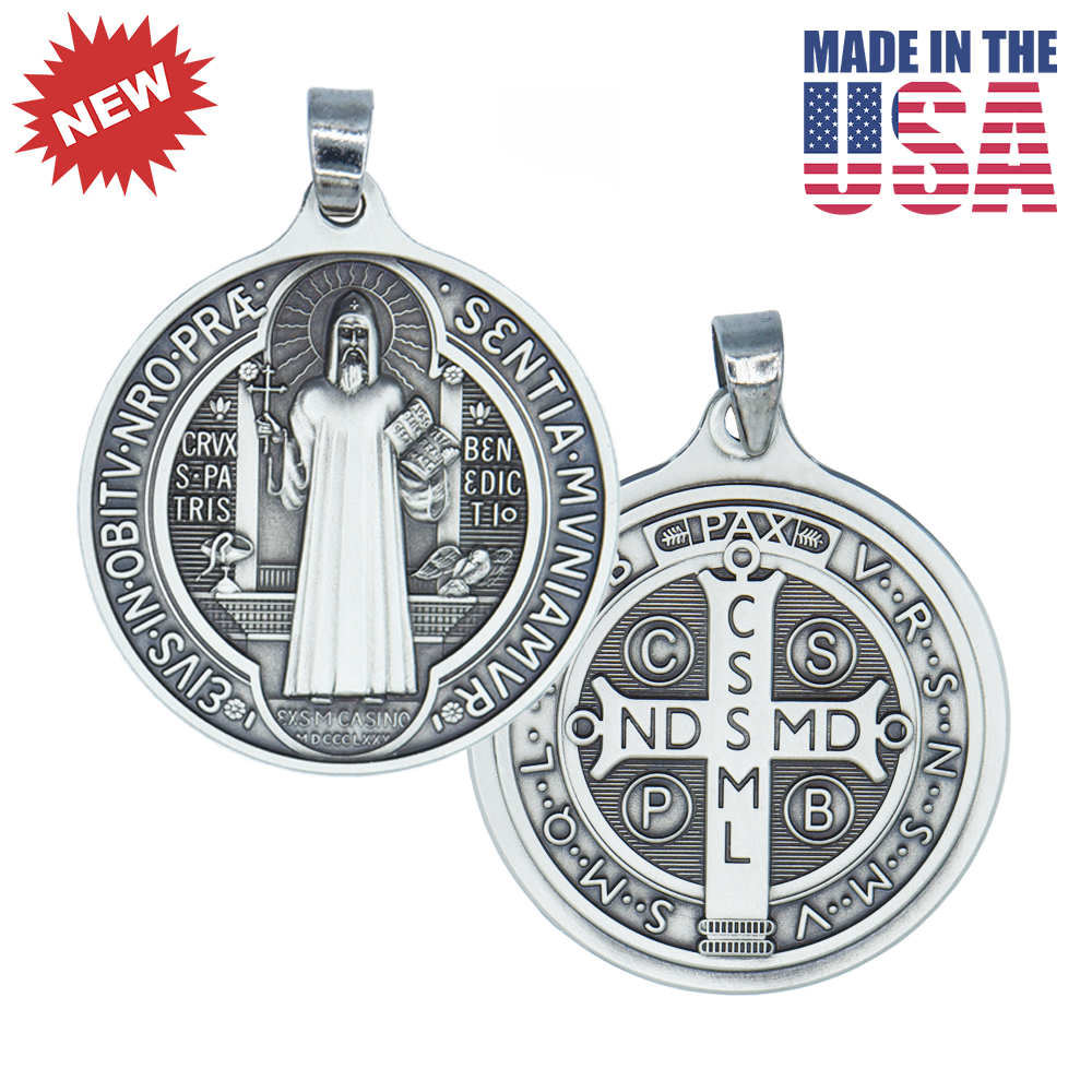 1 1/4 in. St. Benedict Medal, Nickel Silver