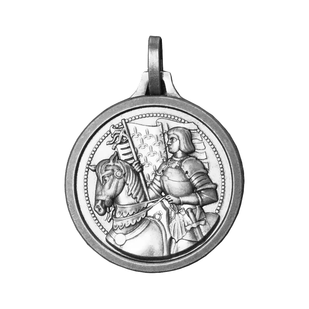 1 1/4 in. St. Joan of Arc Medal, Antique Silver