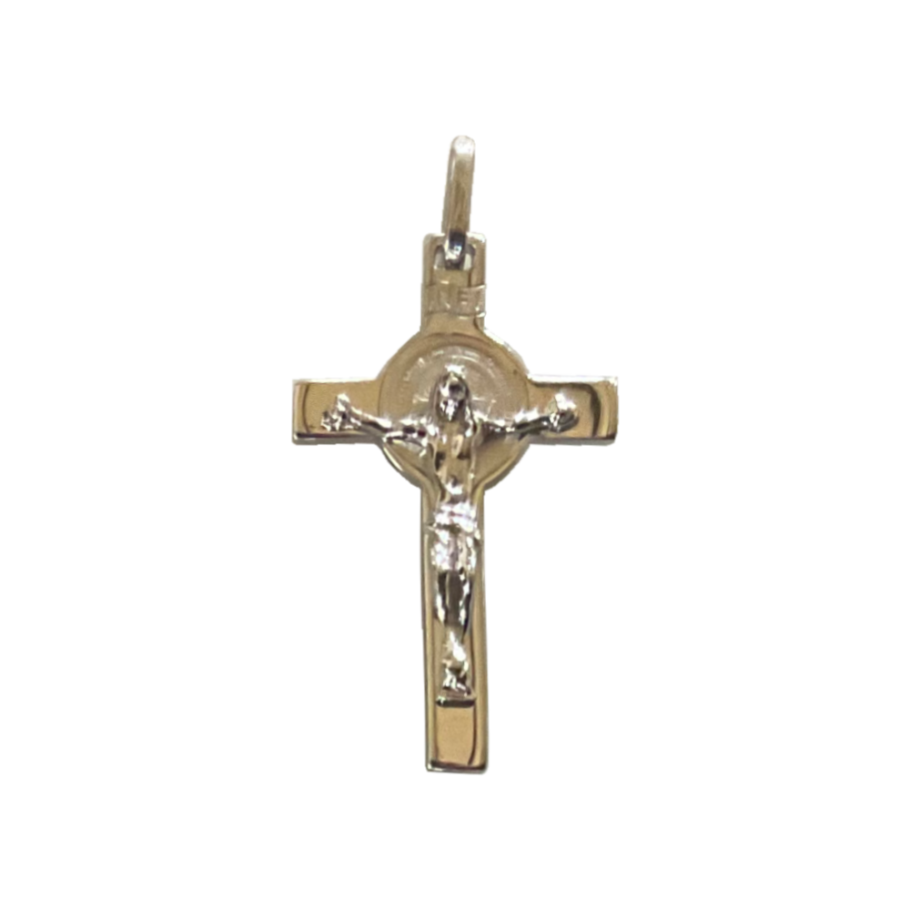 1 1/8 in. St. Benedict Crucifix, Pendant, Sterling Silver