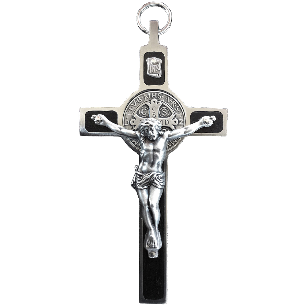 3 in. St. Benedict Crucifix, Ebony Wood with Nickel Silver