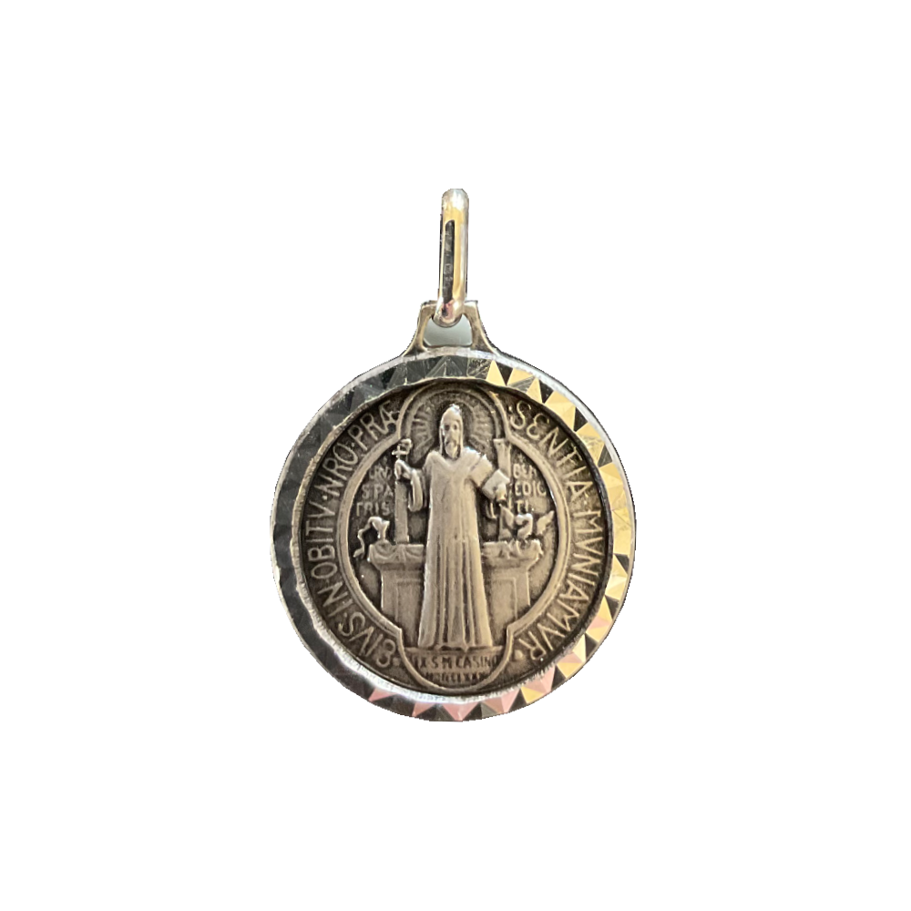 5/8 in. St. Benedict Medal, Ornate Sterling Silver