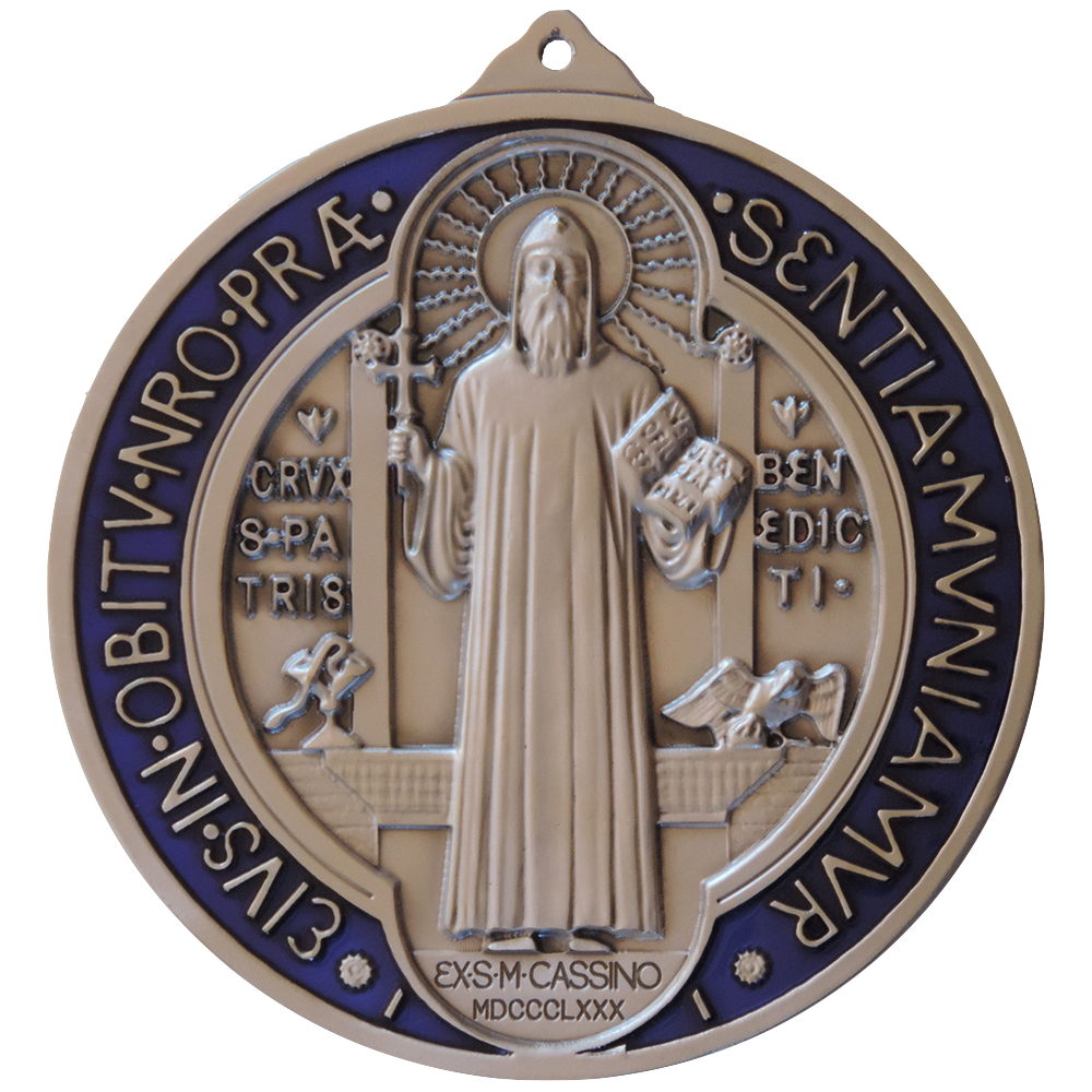 6 in. St. Benedict Wall Medal with blue enamel