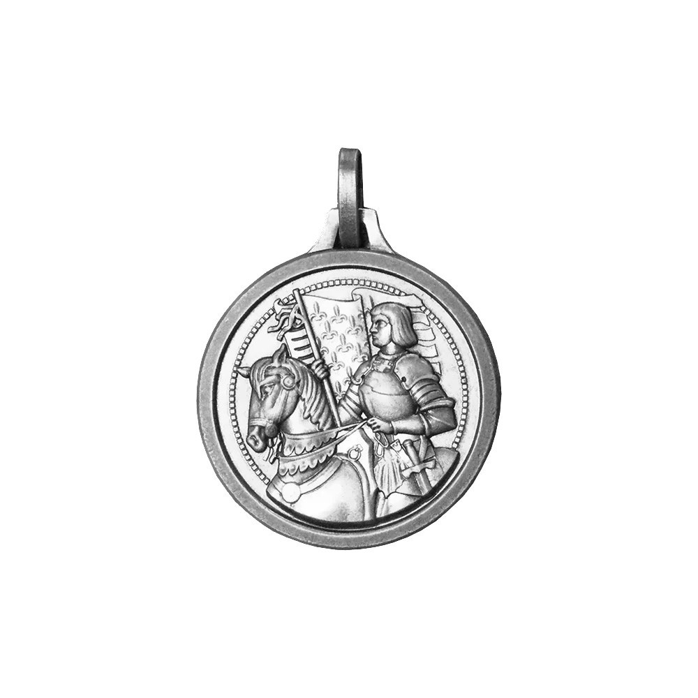 7/8 in. St. Joan of Arc Medal, Antique Silver